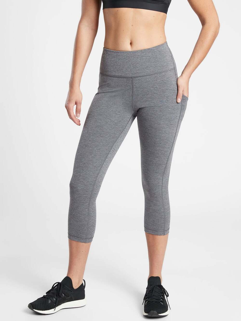 Athleta Ultimate Stash Pocket Capri Leggings Grey Heather Size Small
